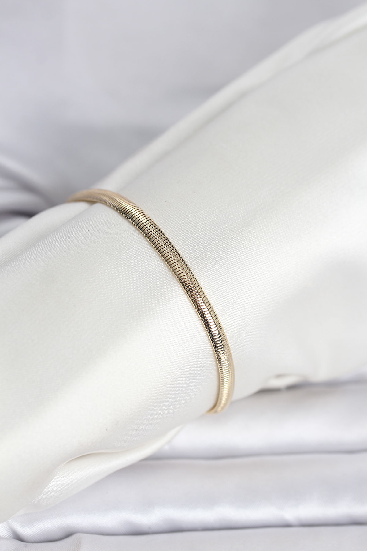 CM 14K Gold Renk Yassı Yılan Zincir Model Kadın Bileklik - Lisinya CM 14K Gold Renk Yassı Yılan Zincir Model Kadın Bileklik - Lisinya