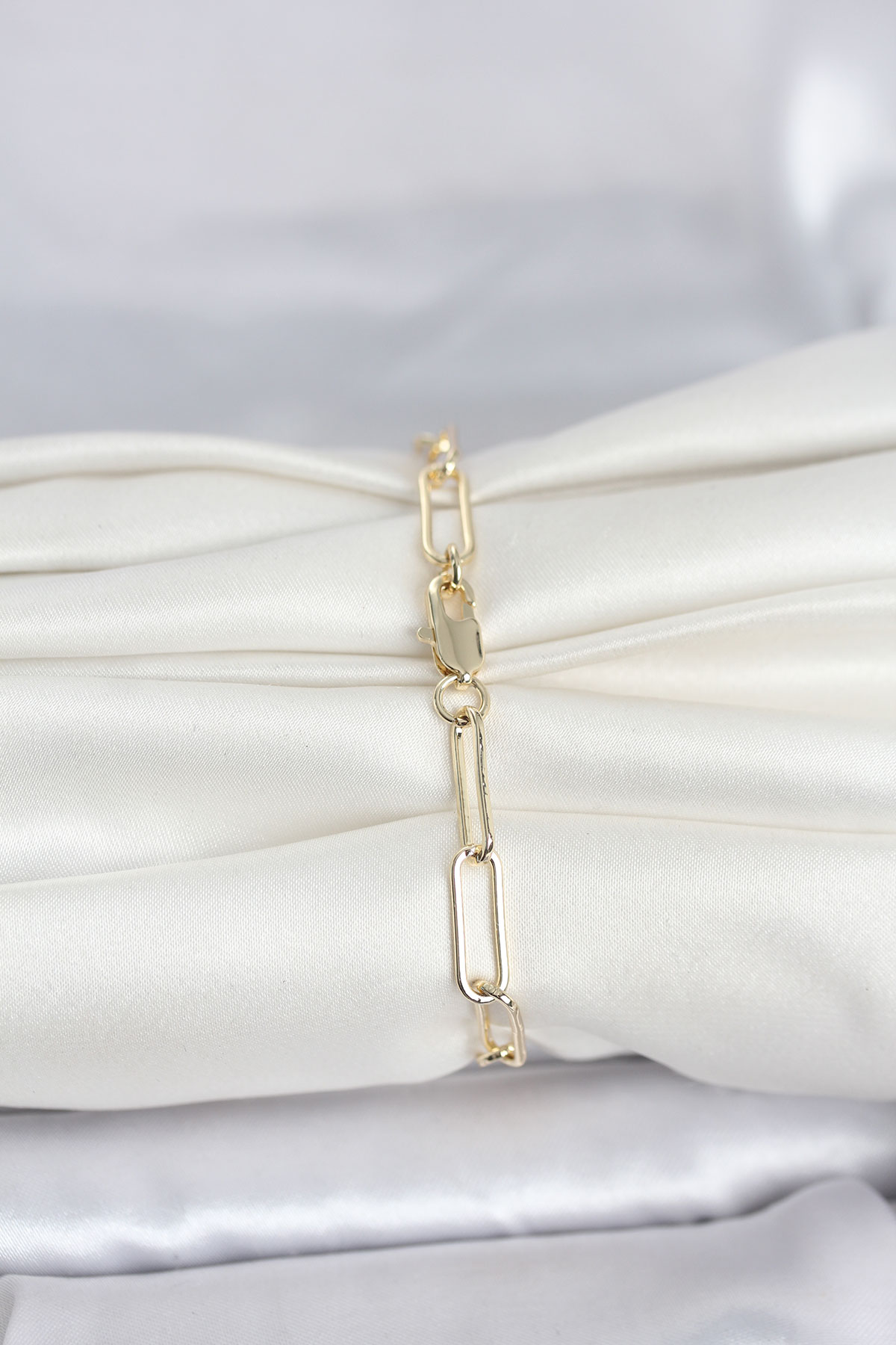 CM 14K Gold Renk Kalın Ataç Zincir Model Kadın Bileklik - Lisinya