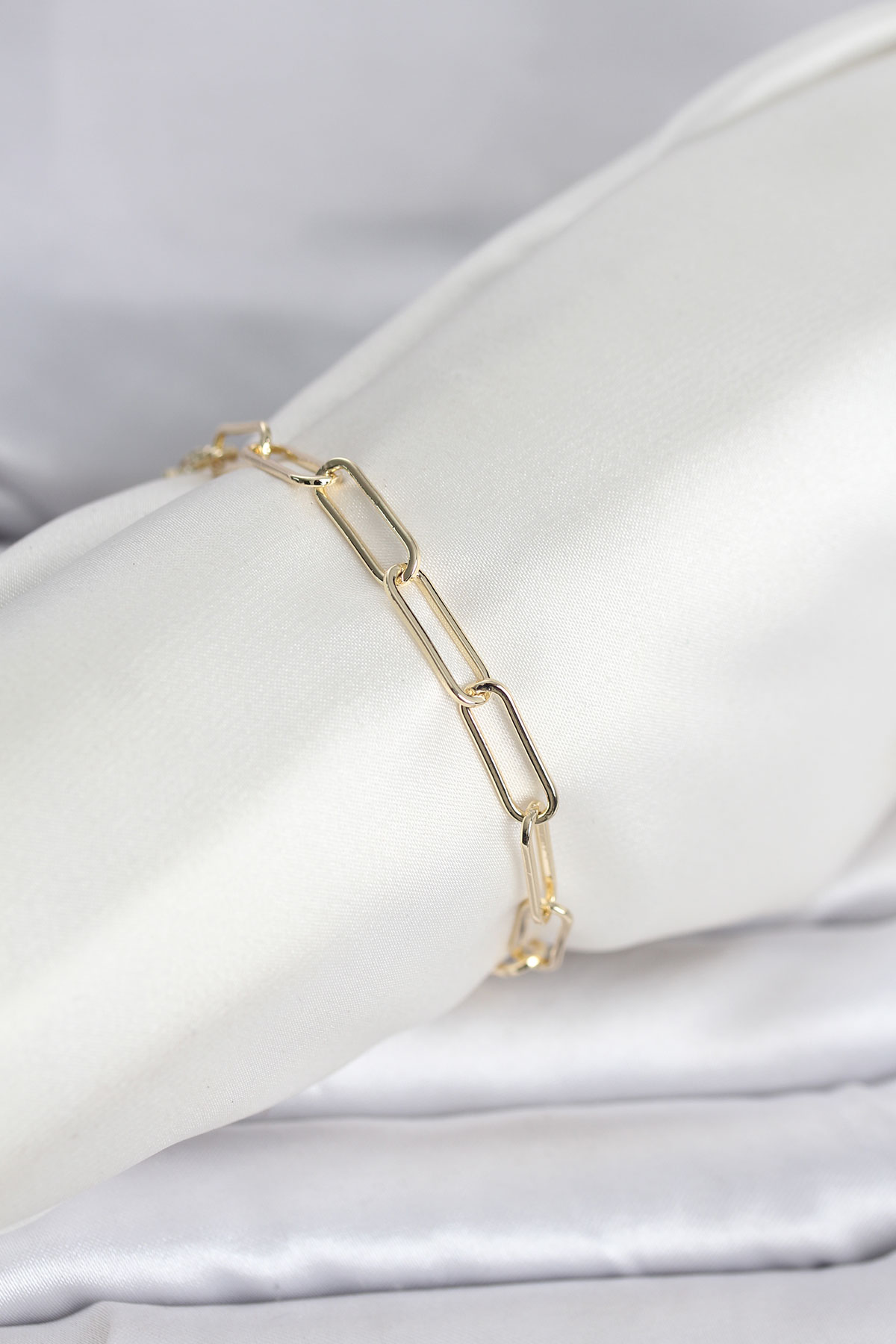 CM 14K Gold Renk Kalın Ataç Zincir Model Kadın Bileklik - Lisinya CM 14K Gold Renk Kalın Ataç Zincir Model Kadın Bileklik - Lisinya