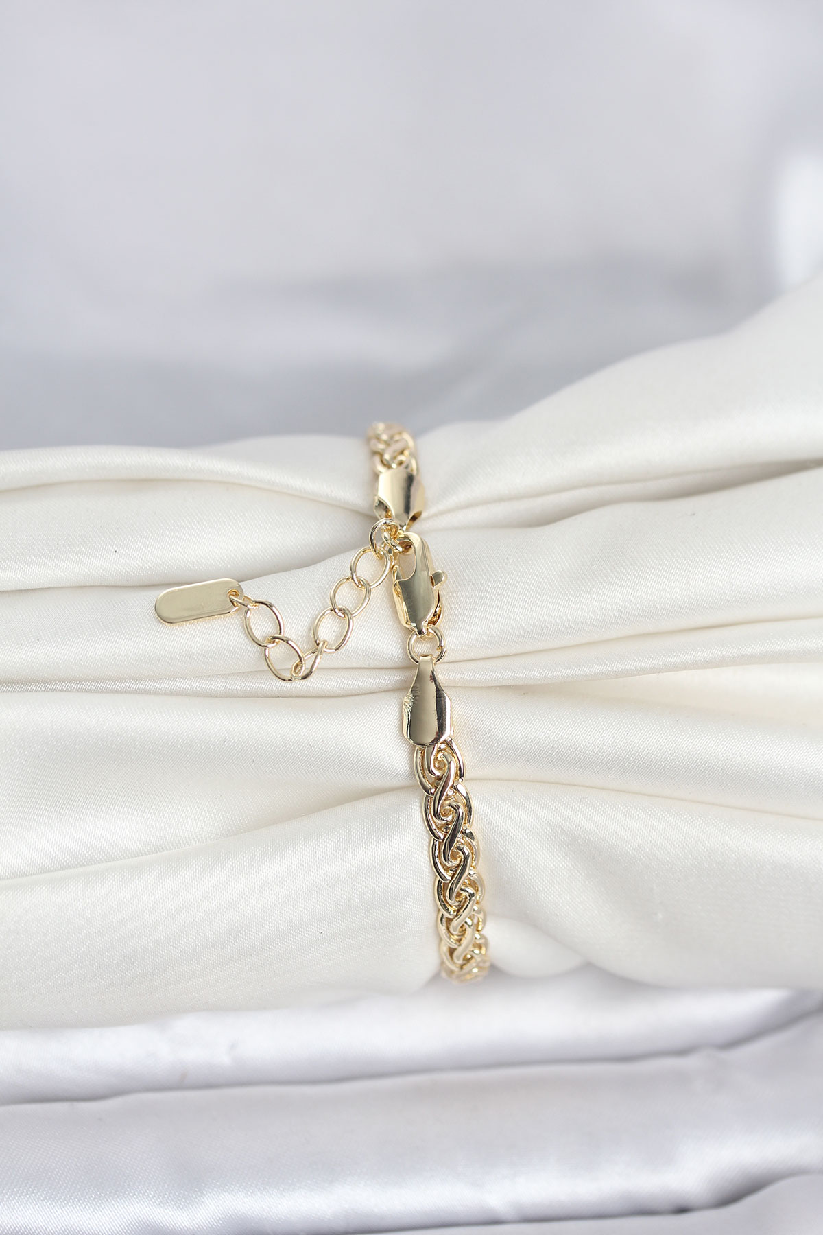 CM 14K Gold Renk Sarmal Zincir Model Kadın Bileklik - Lisinya