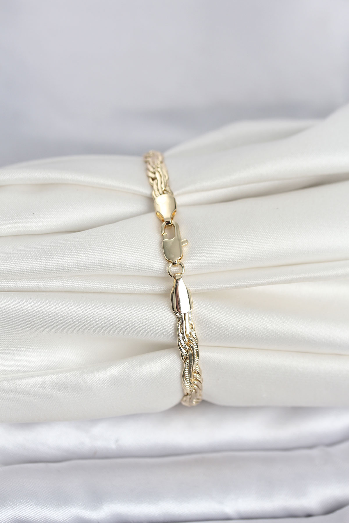 CM 14K Gold Renk Ezme Sarmal Zincir Model Kadın Bileklik - Lisinya