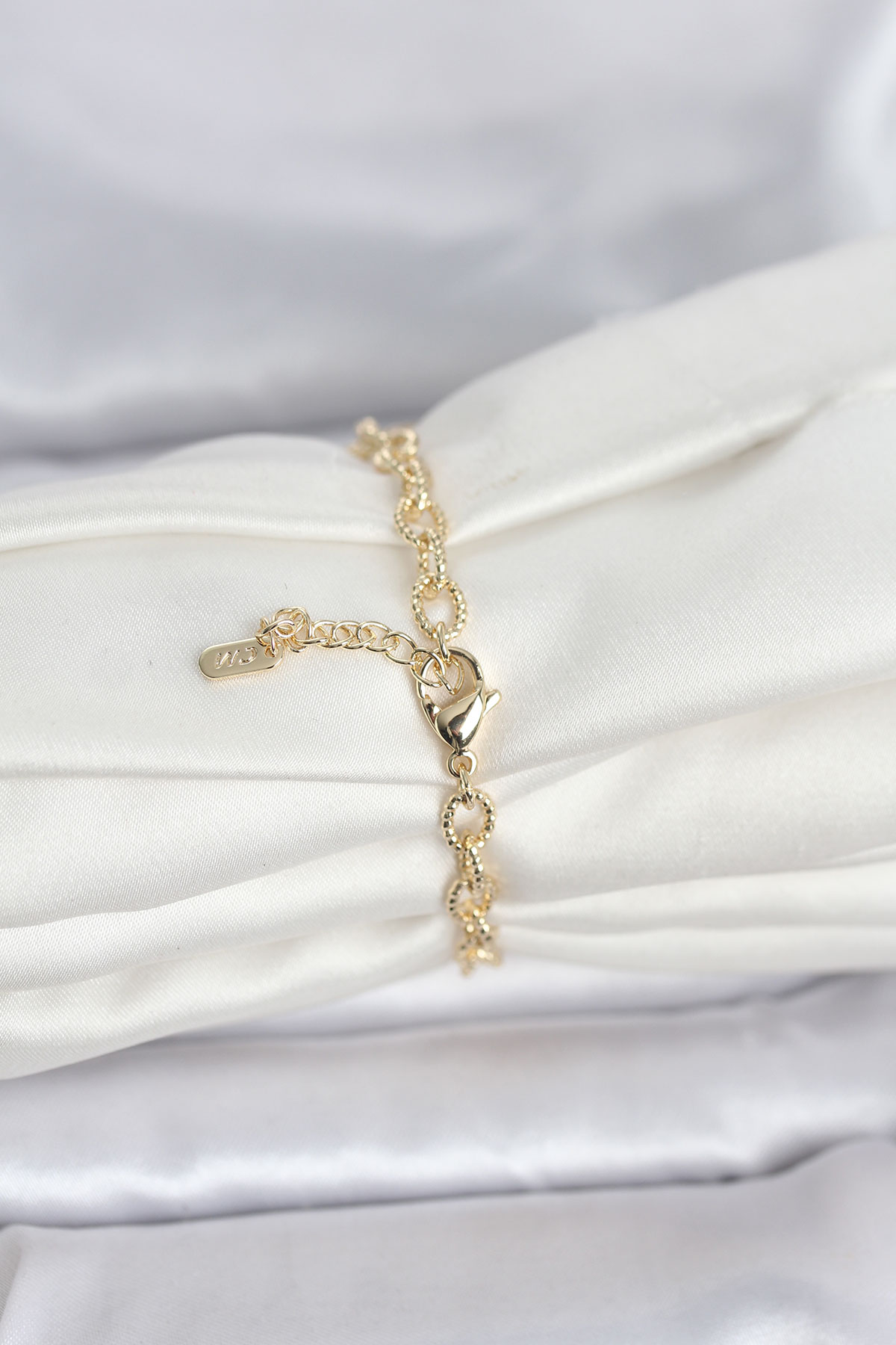 CM 14K Gold Renk Lazerli Halka Model Kadın Bileklik - Lisinya