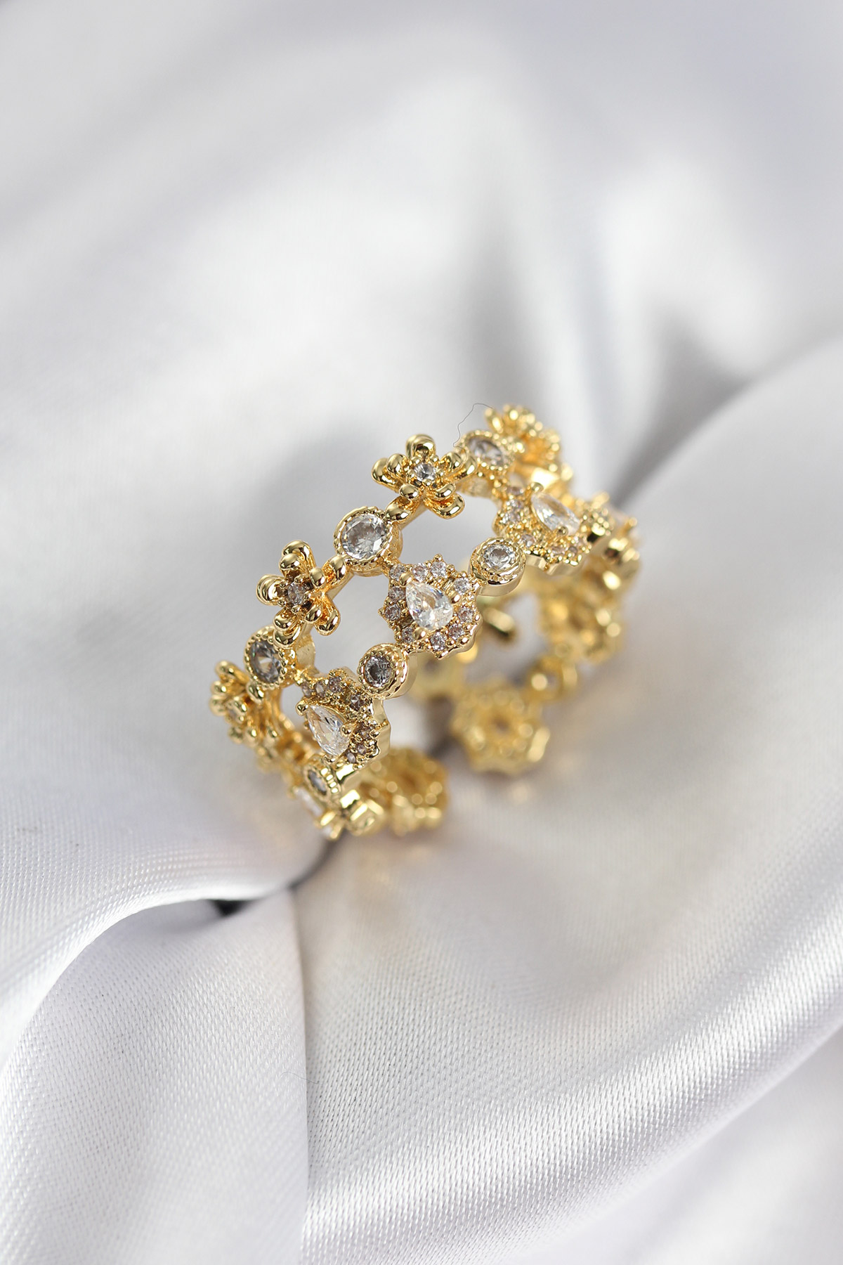 Zirkon Taşlı 2'li Model Gold Renk Kadın Yüzük - Lisinya Zirkon Taşlı 2'li Model Gold Renk Kadın Yüzük - Lisinya