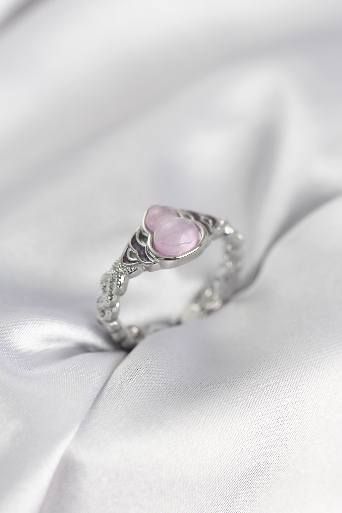 Gümüş Renk Pembe Damla Model Kadın Yüzük - Lisinya