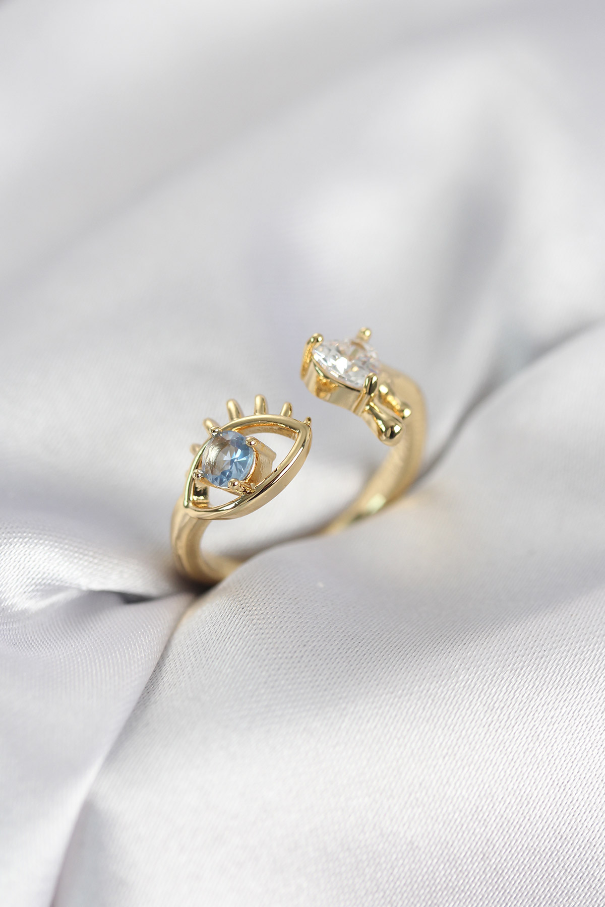 Gözyaşı Model Gold Renk Zirkon Taşlı Kadın Yüzük - Lisinya