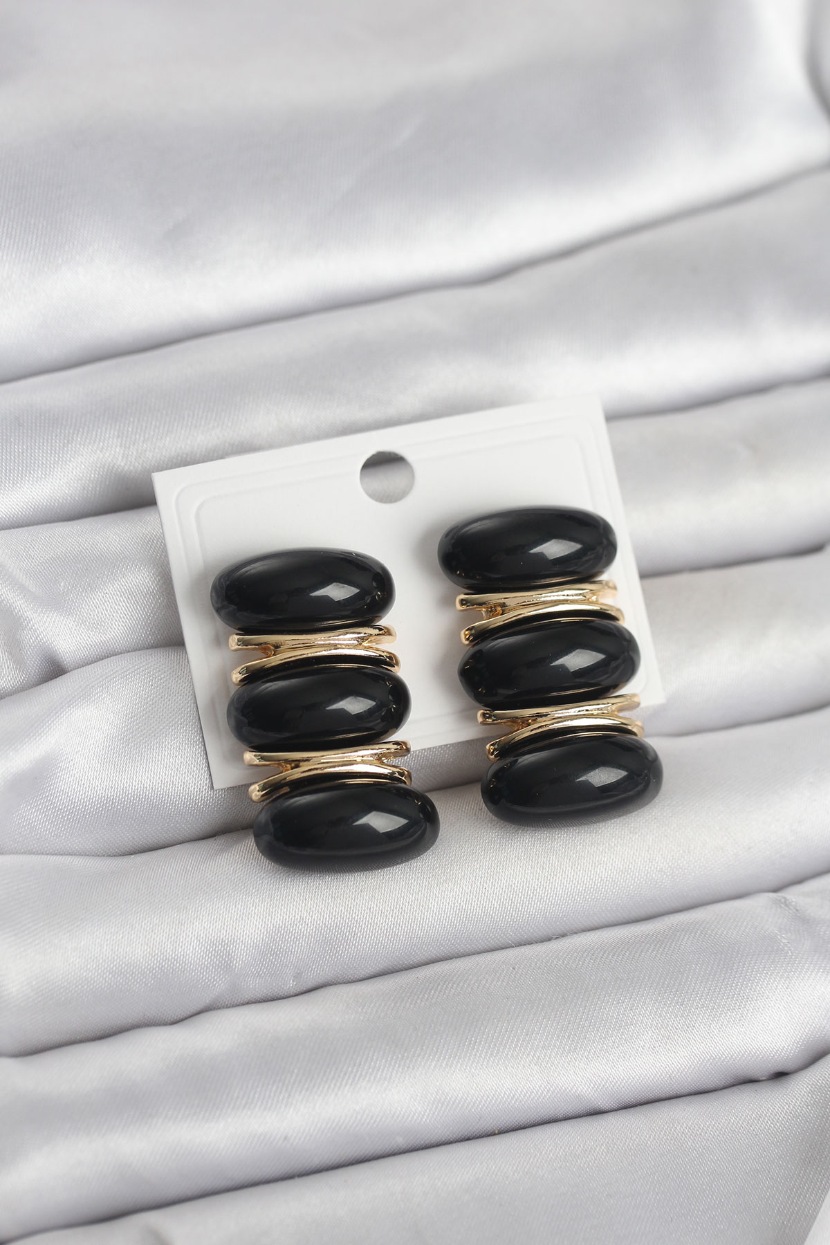 Siyah Vintage Model Gold Renk Kadın Küpe - Lisinya