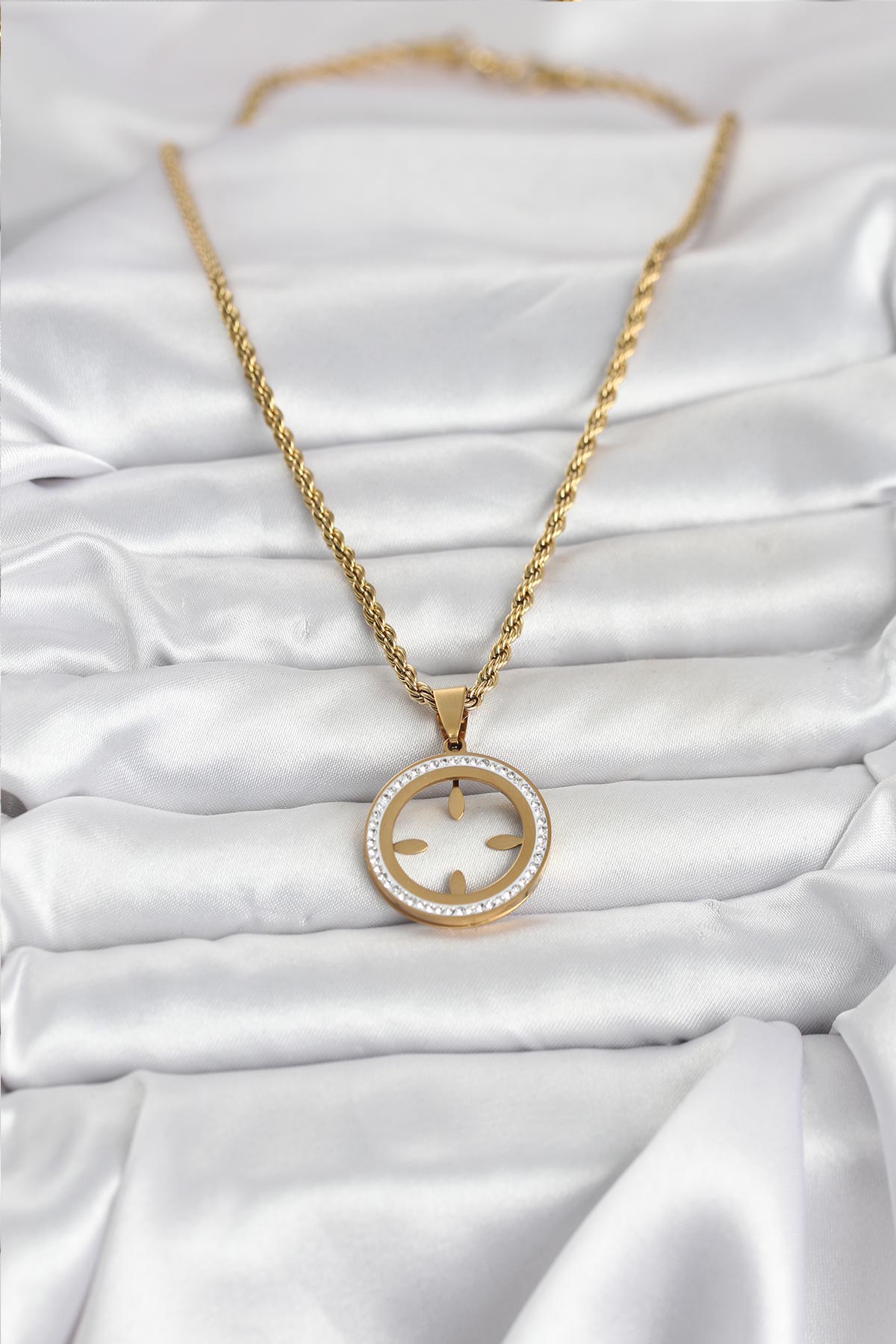 316L Çelik Burgu Zincir Model Çeyrek Takılabilir Kadın Kolye - Lisinya