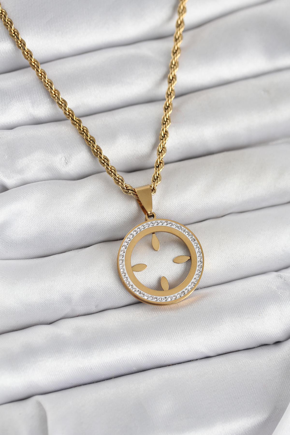 316L Çelik Burgu Zincir Model Çeyrek Takılabilir Kadın Kolye - Lisinya