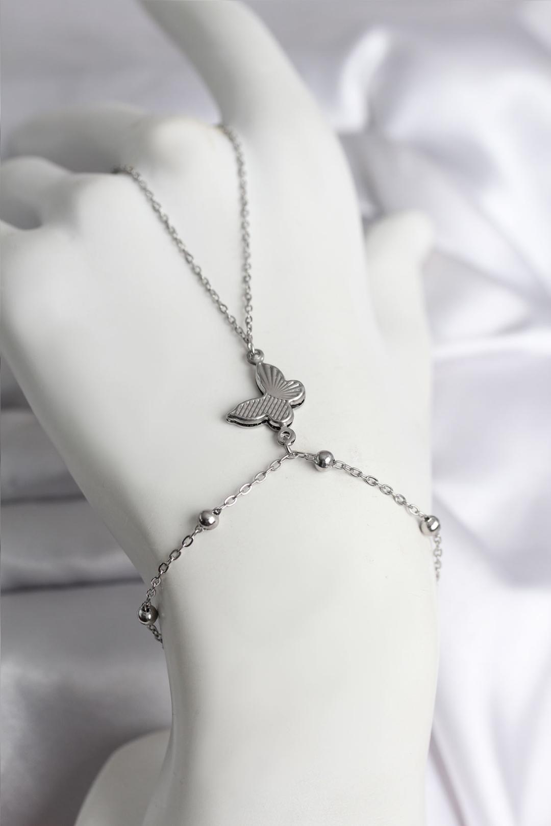 316L Çelik Gümüş Renk Kelebek Model Kadın Şahmeran - Lisinya