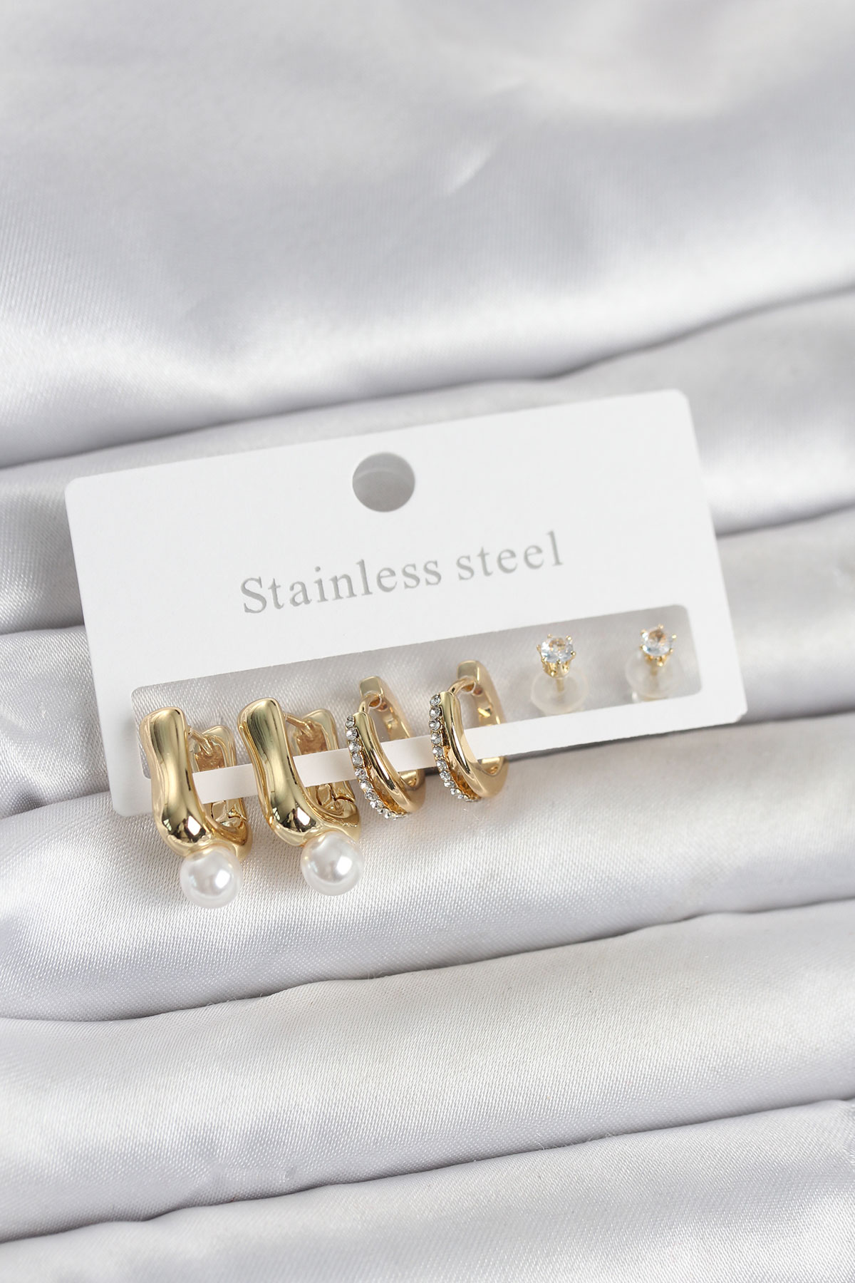 316L Çelik Gold Renk Kadın Küpe Seti - Lisinya