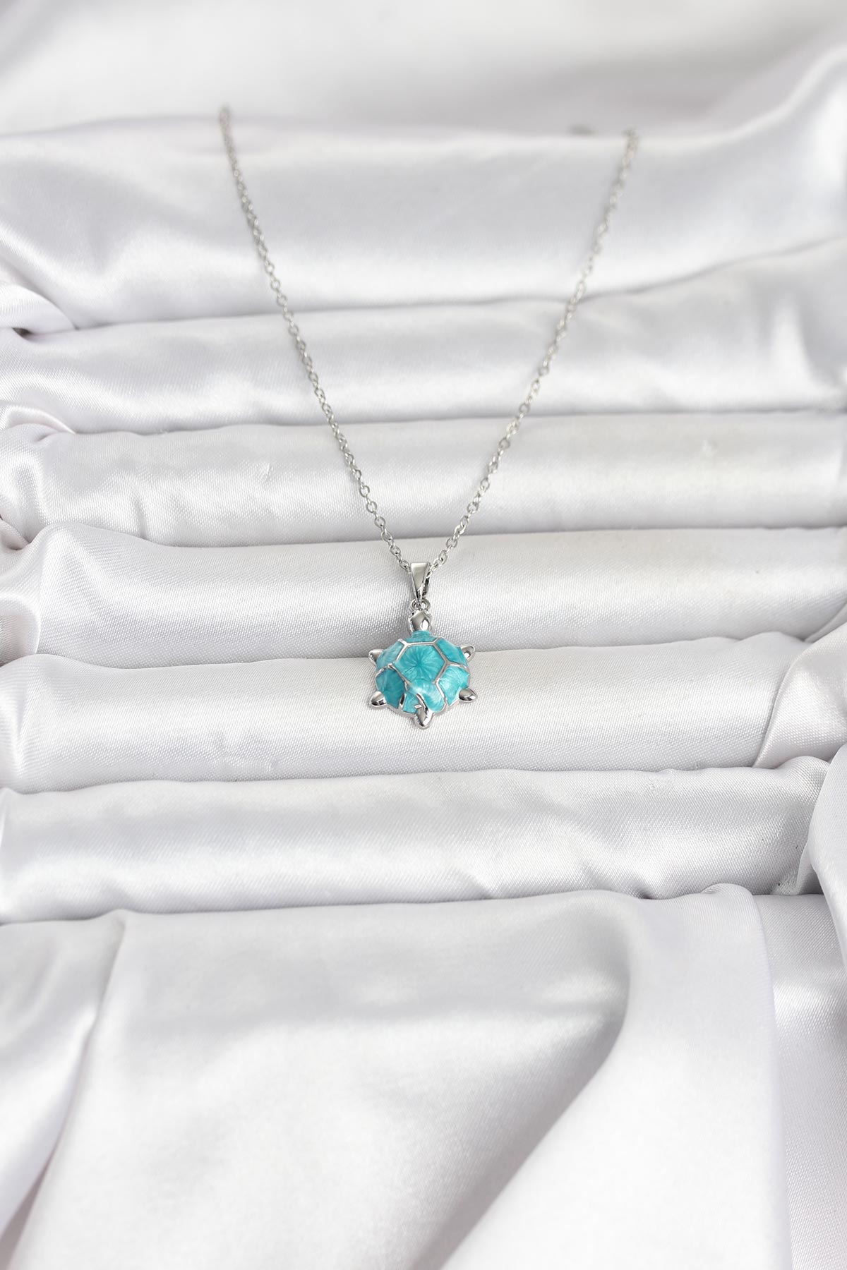 316L Çelik Zincir Gümüş Renk Kaplumbağa Model Kadın Kolye - Lisinya