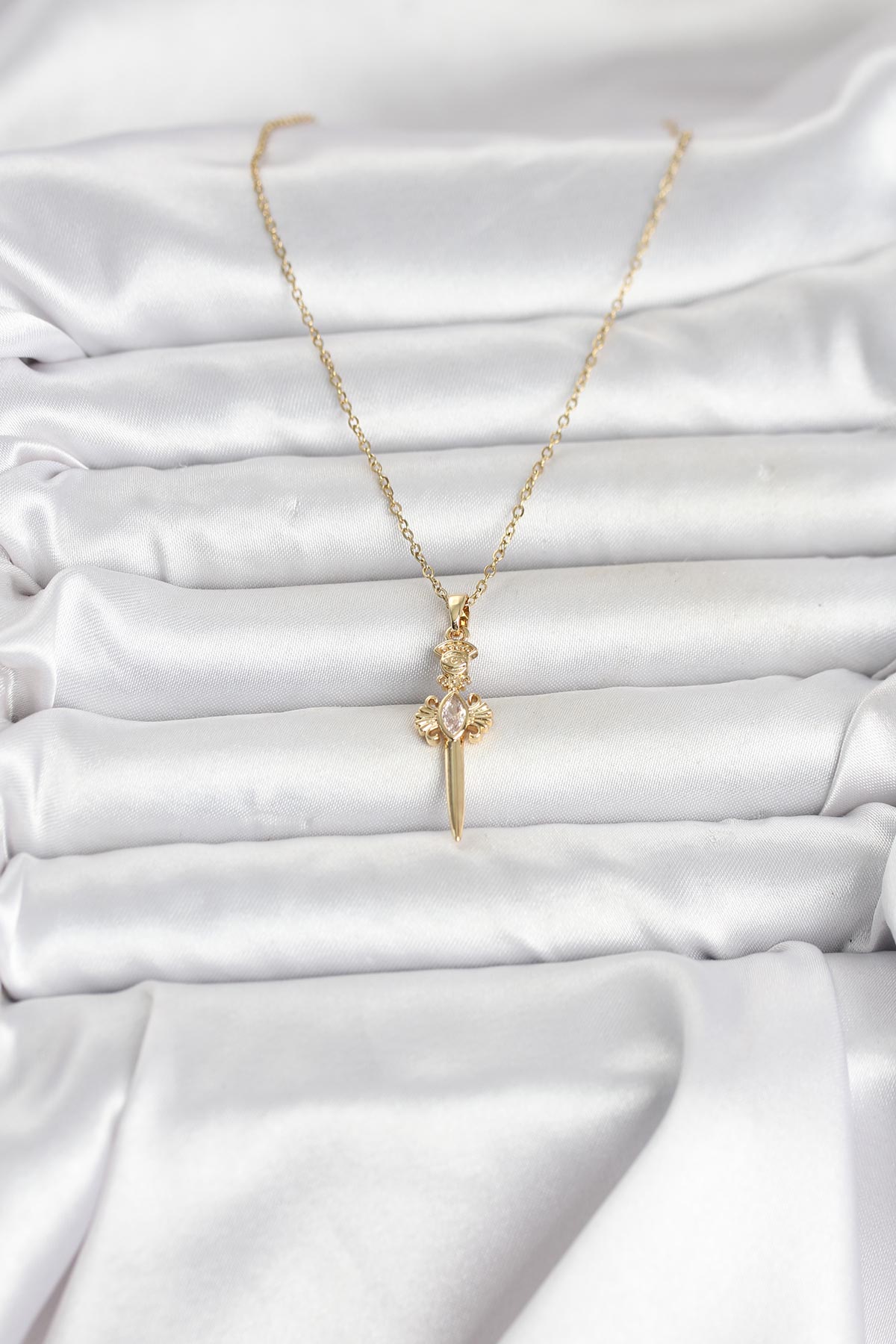 316L Çelik Zincir Gold Renk Kılıç Model Kadın Kolye - Lisinya