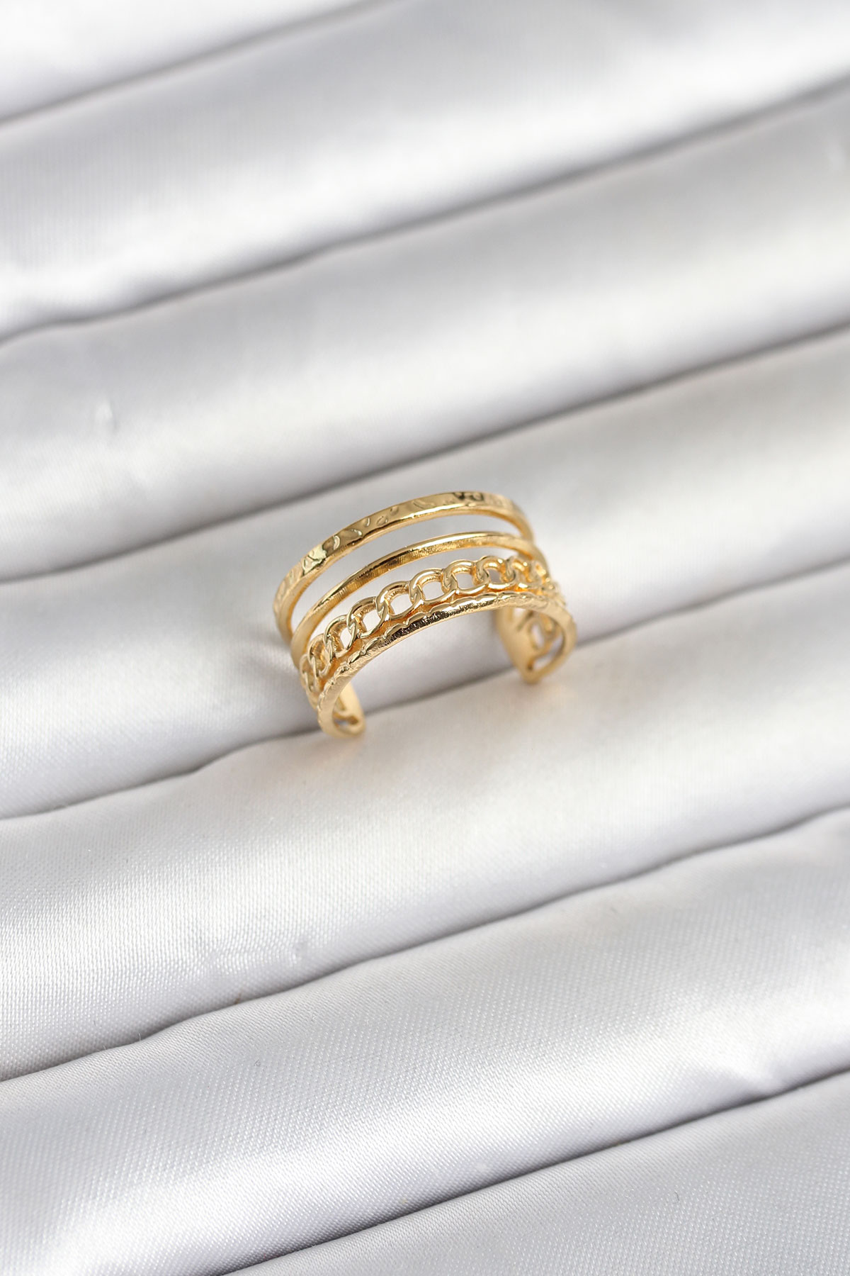 316L Çelik Gold Renk Zincirli Vintage Model Kadın Yüzük - Lisinya 316L Çelik Gold Renk Zincirli Vintage Model Kadın Yüzük - Lisinya