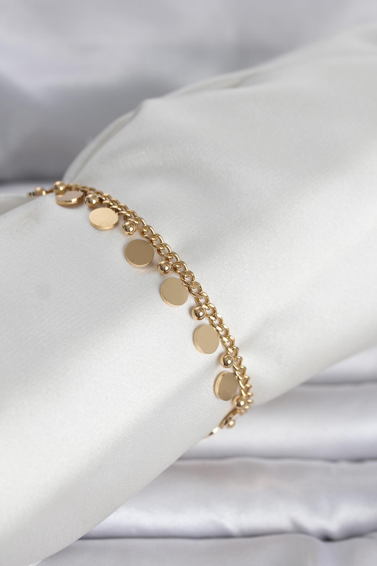 316L Çelik Gold Renk Pullu Model Kadın Bileklik - Lisinya
