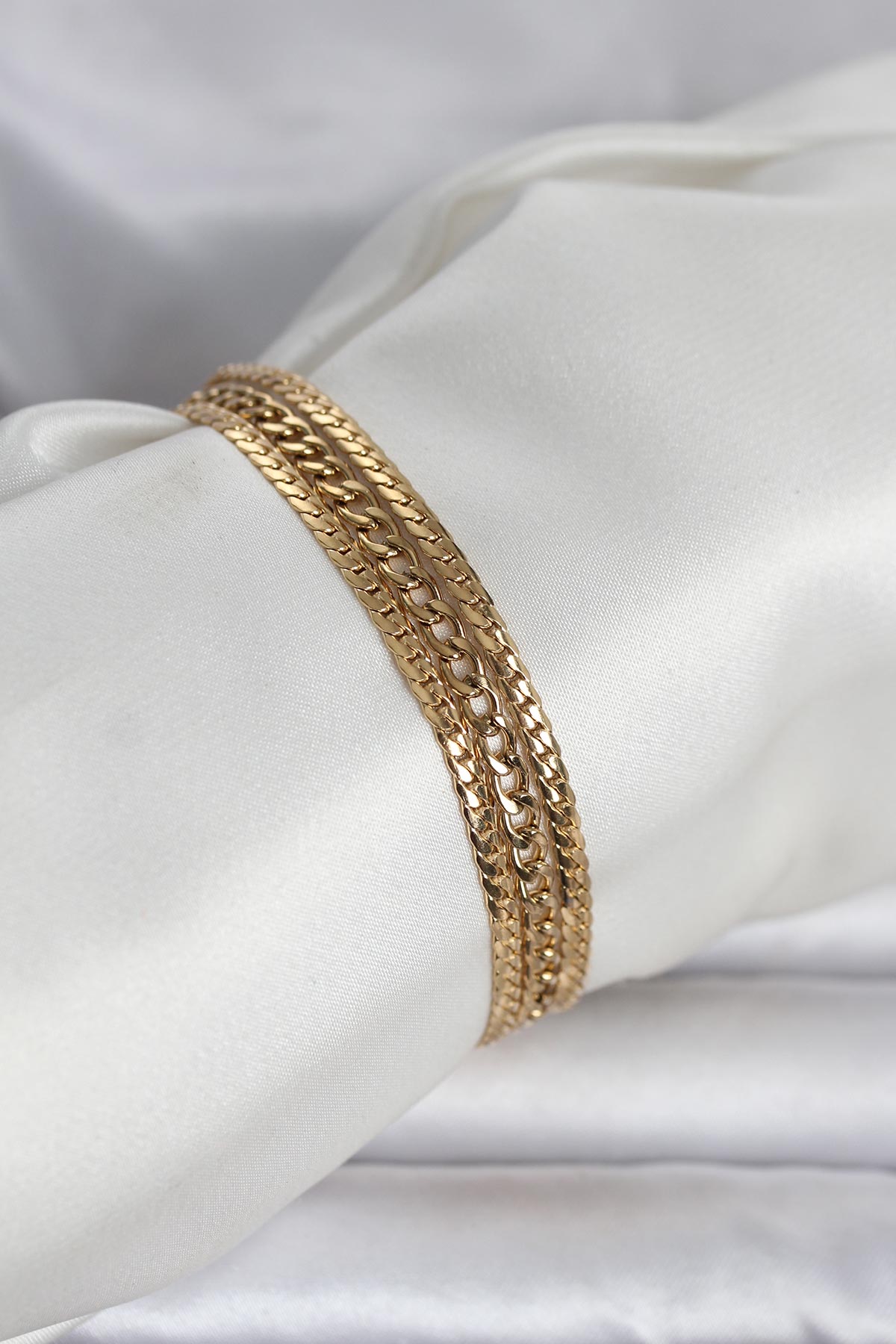 316L Çelik Gold Renk 3'lü Kadın Bileklik - Lisinya