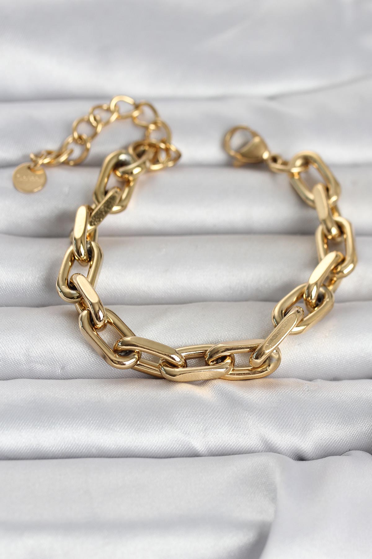 316L Çelik Gold Renk Kalın Zincirli Kadın Bileklik - Lisinya 316L Çelik Gold Renk Kalın Zincirli Kadın Bileklik - Lisinya