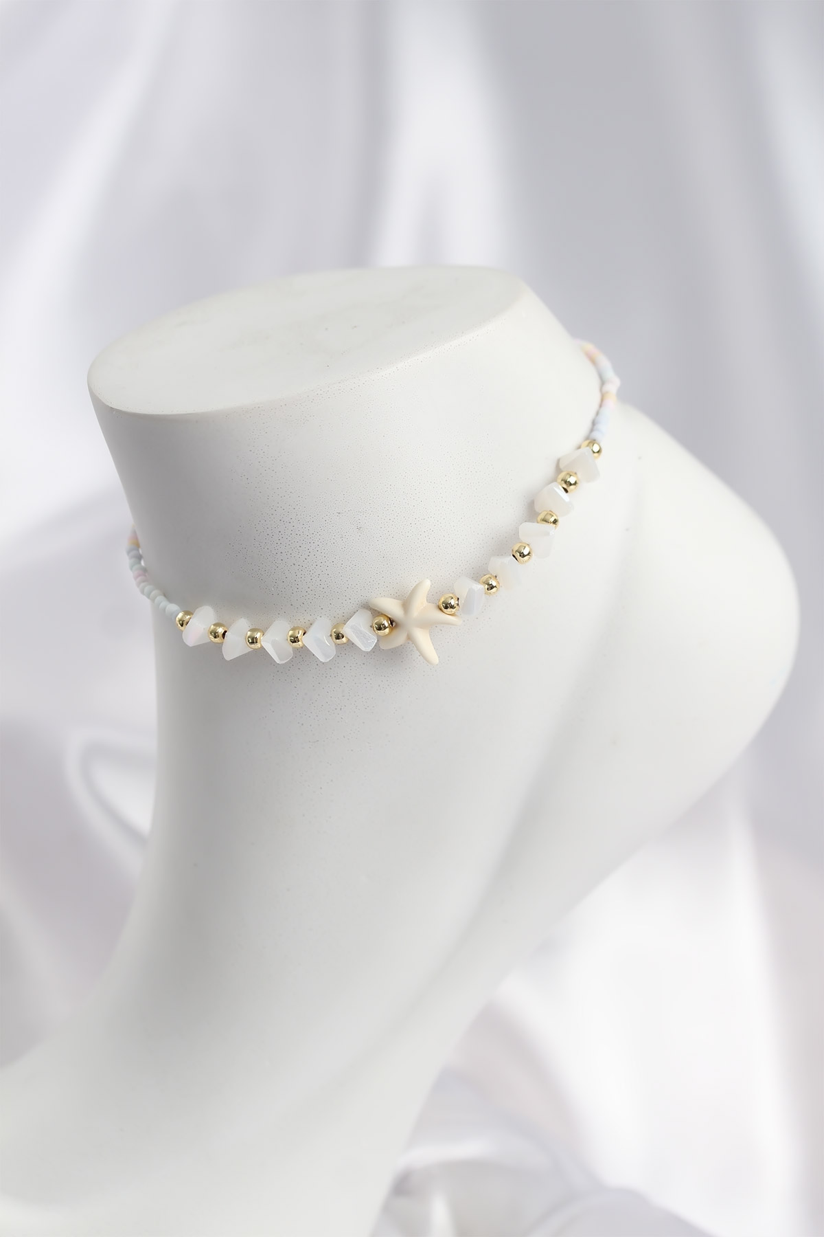 Beyaz ve Karışık Renk Deniz Yıldızı Motifli Halhal - Lisinya