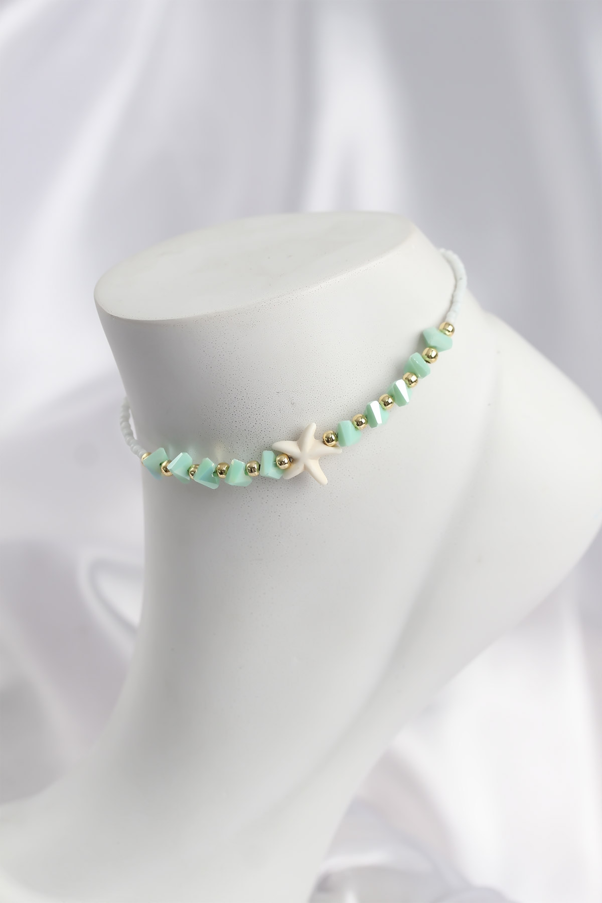 Su Yeşili Renk Deniz Yıldızı Motifli Halhal - Lisinya