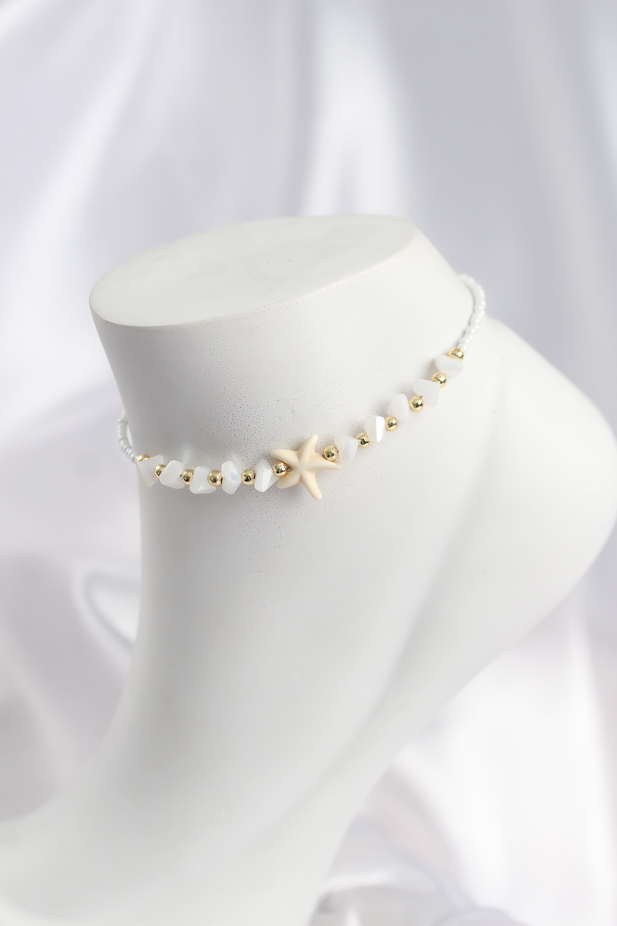 Beyaz Renk Deniz Yıldızı Motifli Halhal - Lisinya