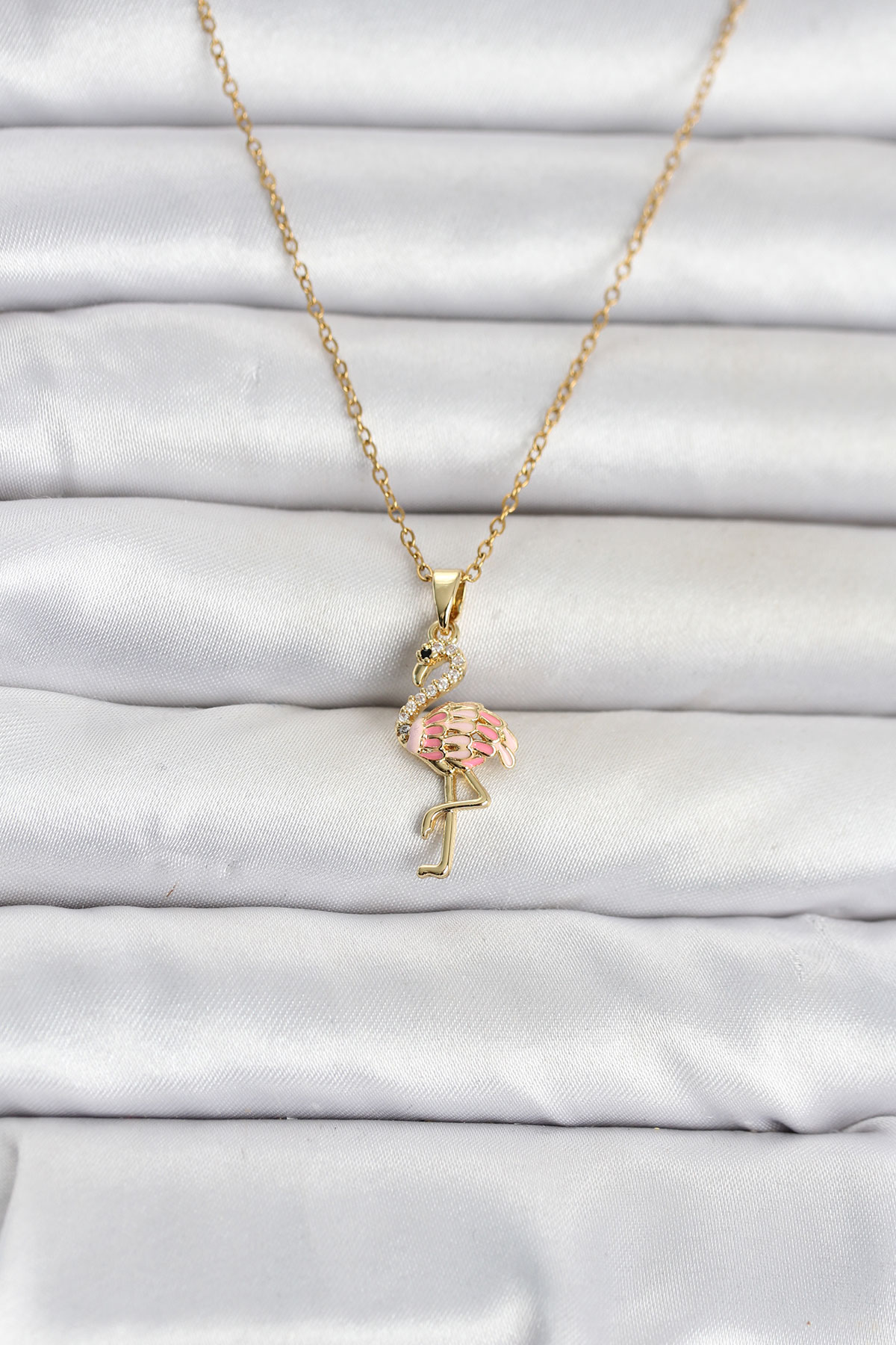 316L Çelik Zincir Gold Renk Flamingo Model Kadın Kolye - Lisinya 316L Çelik Zincir Gold Renk Flamingo Model Kadın Kolye - Lisinya