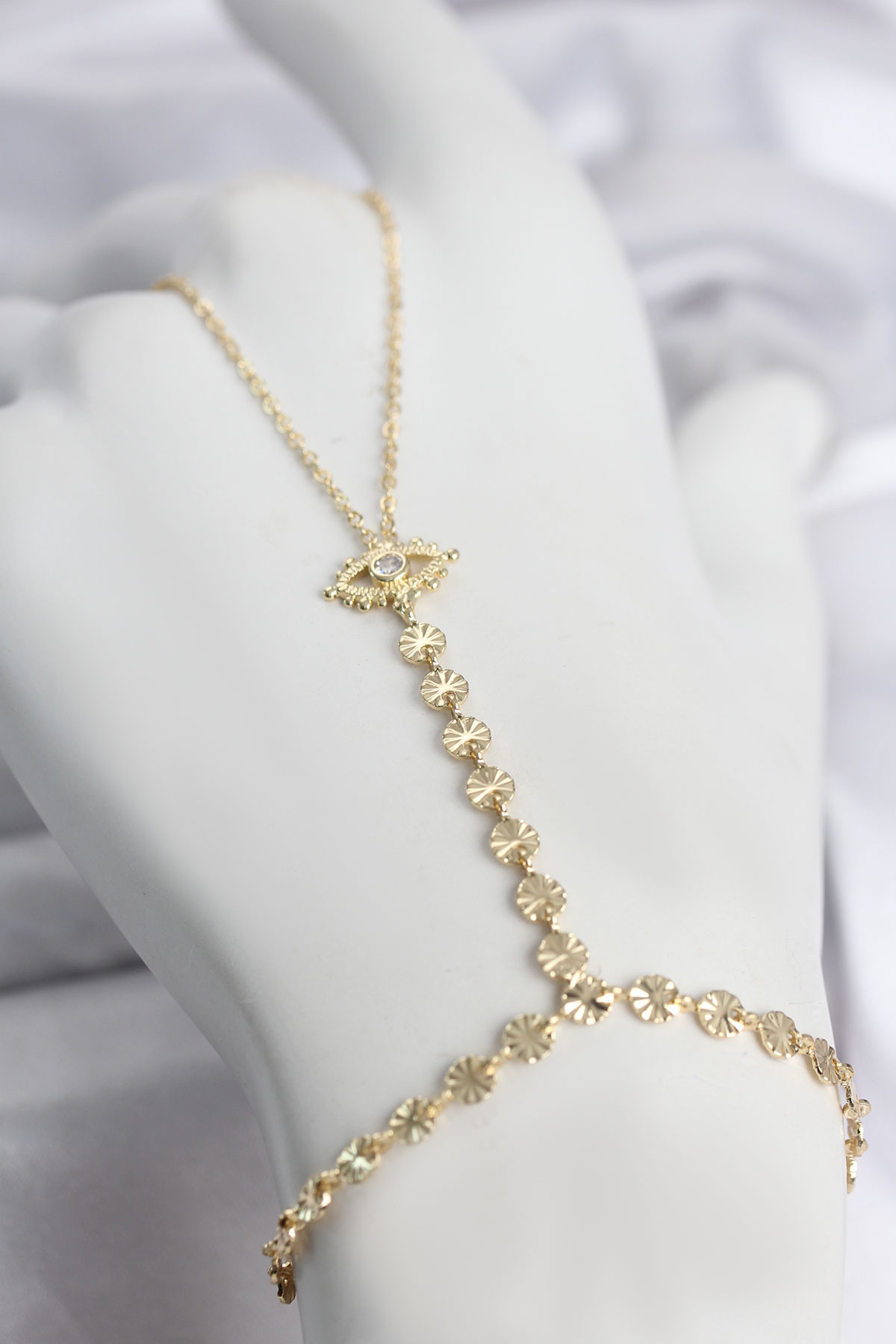 Gold Renk Pirinç Zirkon Taşlı Göz Model Şahmeran - Lisinya Gold Renk Pirinç Zirkon Taşlı Göz Model Şahmeran - Lisinya