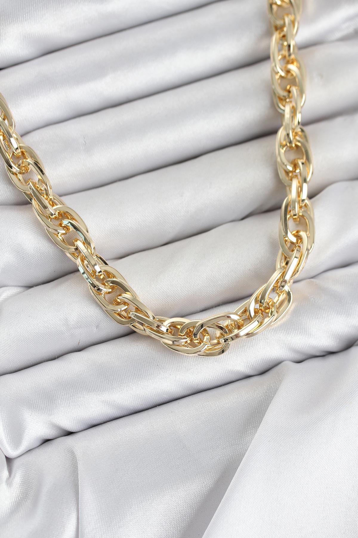 CM Kalın Burgu Model Gold Renk 60 cm Kadın Kolye - Lisinya CM Kalın Burgu Model Gold Renk 60 cm Kadın Kolye - Lisinya
