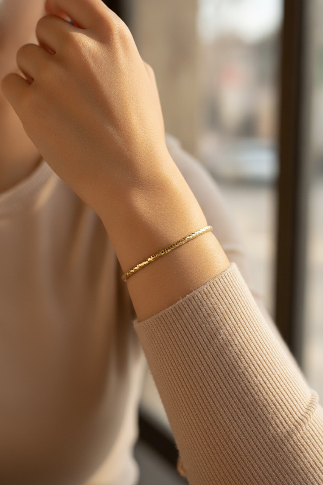 CM Gold Renk Lazer Kesim 65 mm Bilezik - Lisinya CM Gold Renk Lazer Kesim 65 mm Bilezik - Lisinya