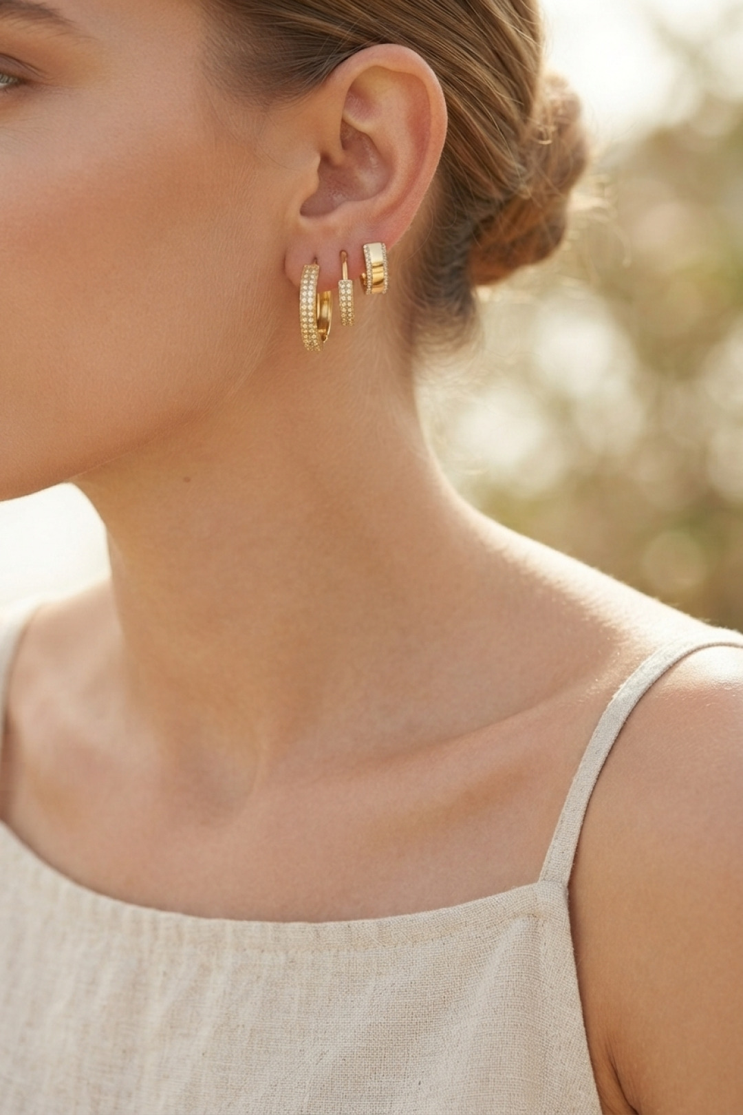 3 lü Set Gold Renk Halka Model Küpe - Lisinya 3 lü Set Gold Renk Halka Model Küpe - Lisinya