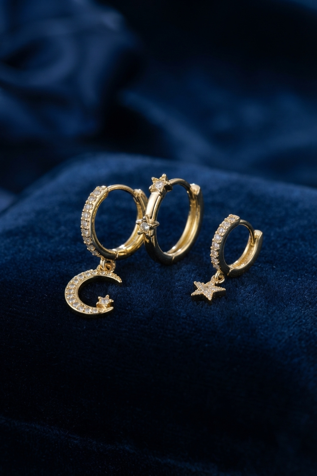 3 lü Ay ve Yıldız Model Gold Renk Set Küpe - Lisinya 3 lü Ay ve Yıldız Model Gold Renk Set Küpe - Lisinya
