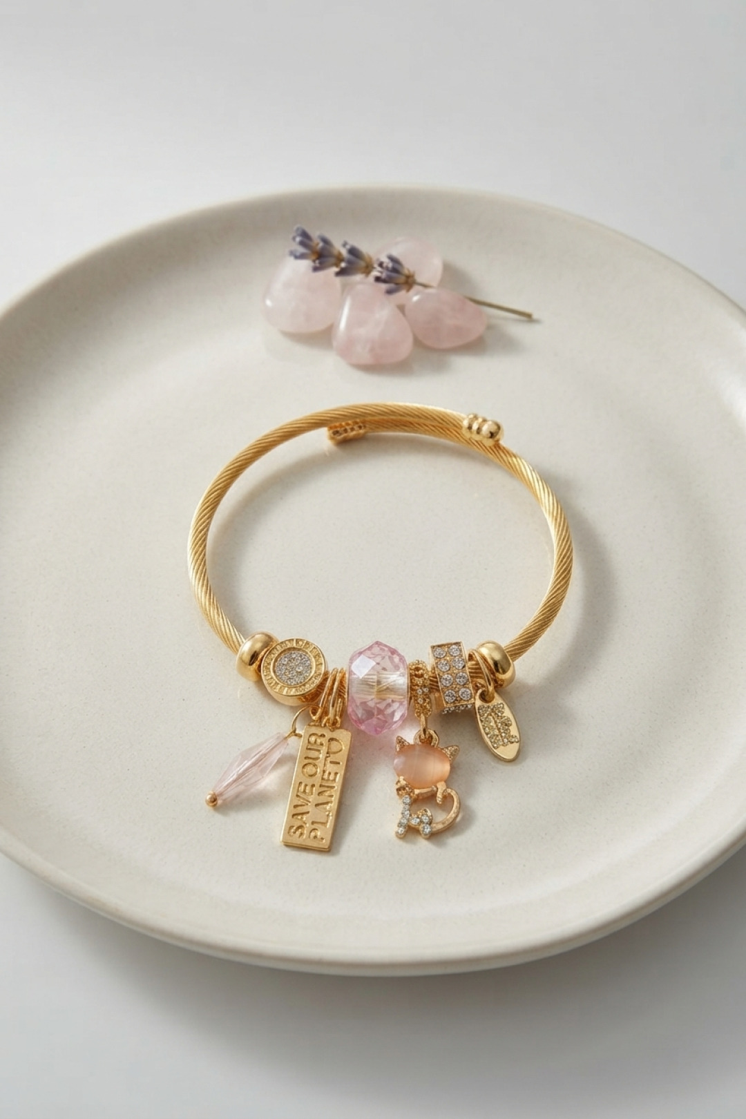Kedili Model Pembe Charmlı Bileklik - Lisinya Kedili Model Pembe Charmlı Bileklik - Lisinya