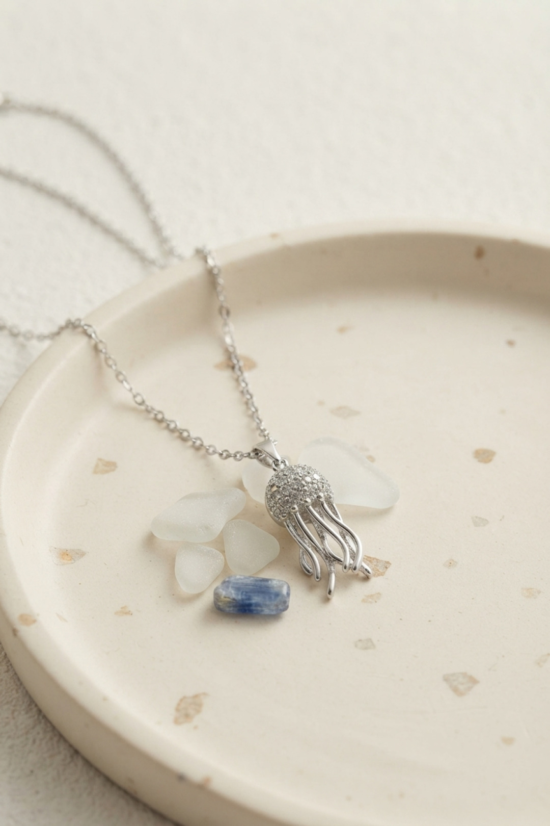 316L Çelik Zincir Gümüş Renk Zirkon Taşlı Jellyfish Model Kolye - Lisinya 316L Çelik Zincir Gümüş Renk Zirkon Taşlı Jellyfish Model Kolye - Lisinya