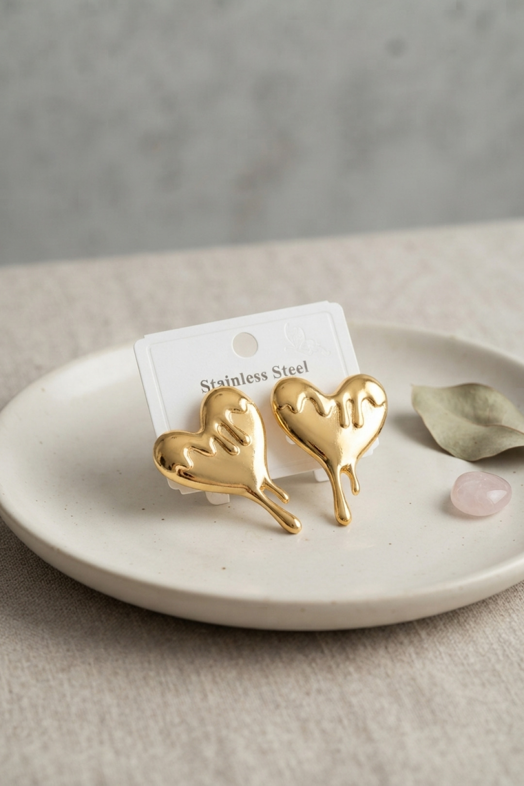 316L Çelik Gold Renk Melting Heart Model Küpe - Lisinya