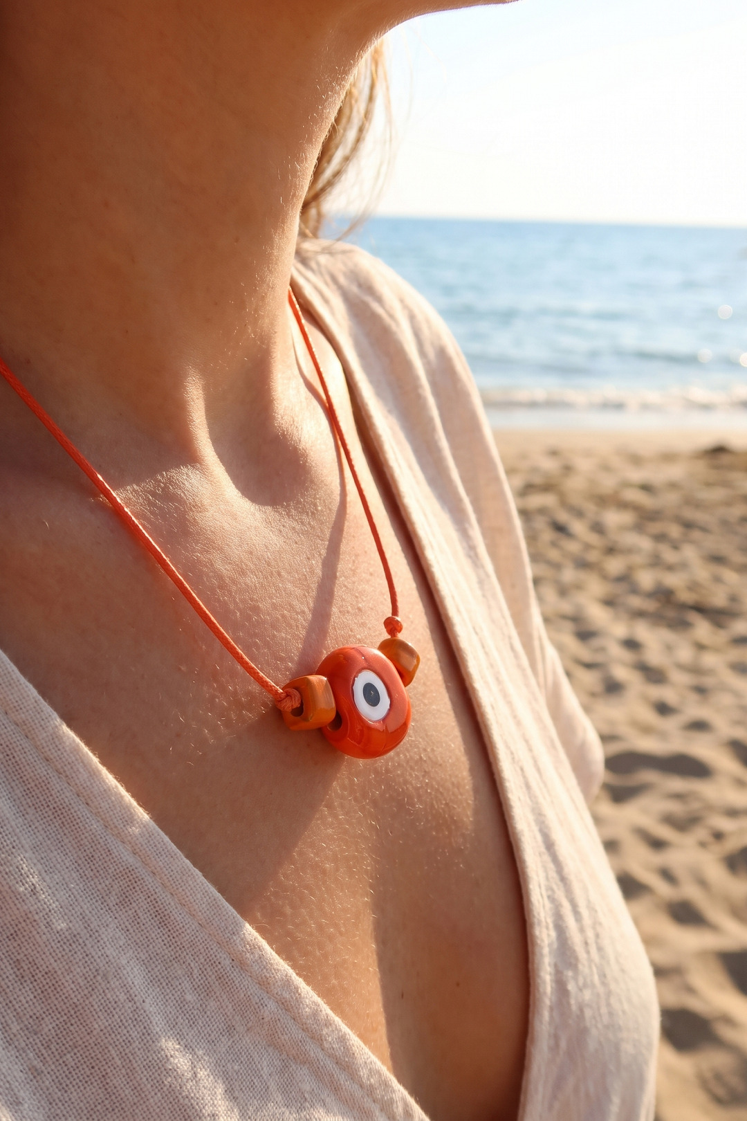 Handmade Bohem Turuncu Nazar Kolye - Lisinya