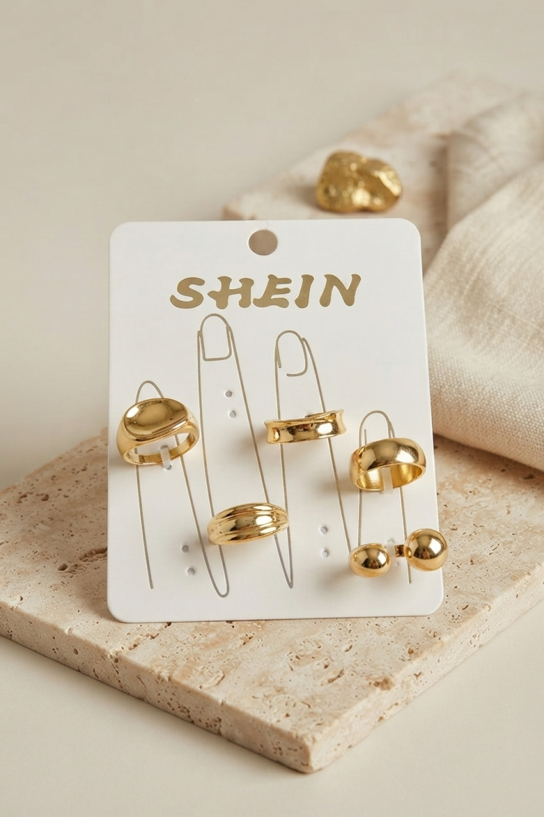 Gold Renk Pirinç Bohem Yüzük Kombini BYK4268 - Lisinya Gold Renk Pirinç Bohem Yüzük Kombini BYK4268 - Lisinya