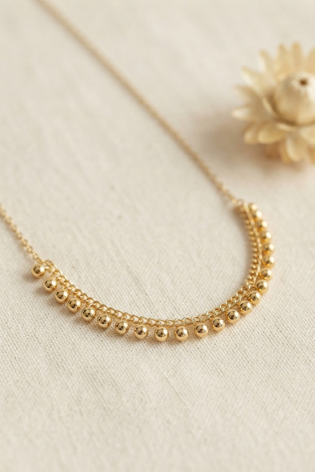 Gold Pirinç Topçuk Model Kadın Kolye - Lisinya Gold Pirinç Topçuk Model Kadın Kolye - Lisinya