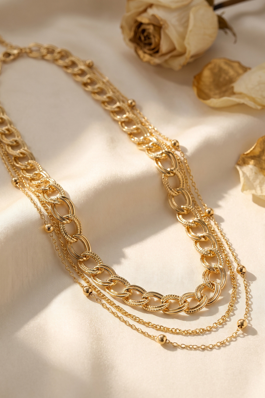 Gold Renk Pirinç Zincir Model Kombin Kadın Kolye - Lisinya Gold Renk Pirinç Zincir Model Kombin Kadın Kolye - Lisinya