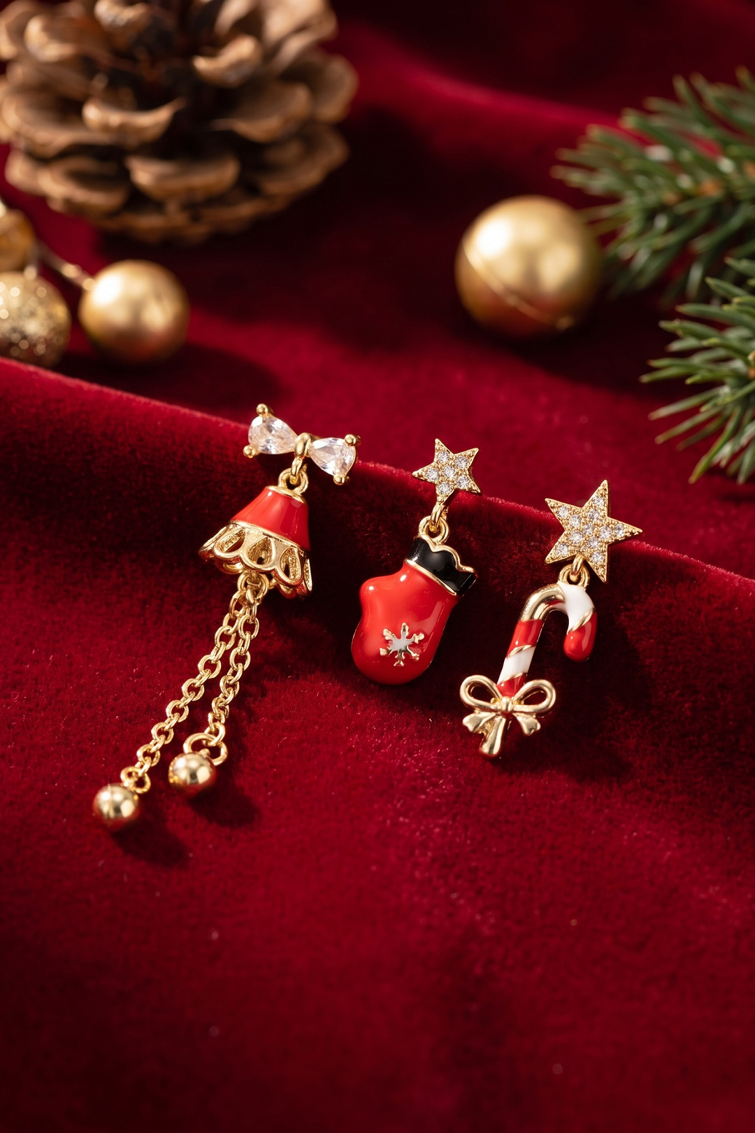 Christmas Koleksiyonu Zirkon Taşlı Yılbaşı Küpe - Lisinya