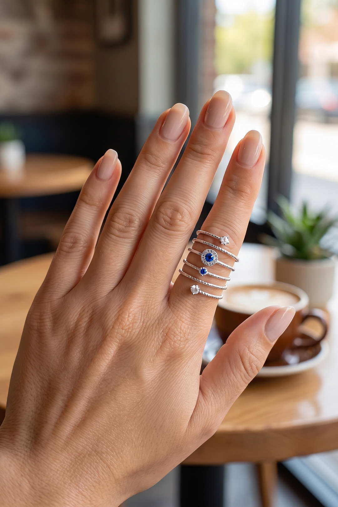 Pirinç Gümüş Renk Spiral Nazarlı Model Kadın Yüzük - Lisinya Pirinç Gümüş Renk Spiral Nazarlı Model Kadın Yüzük - Lisinya