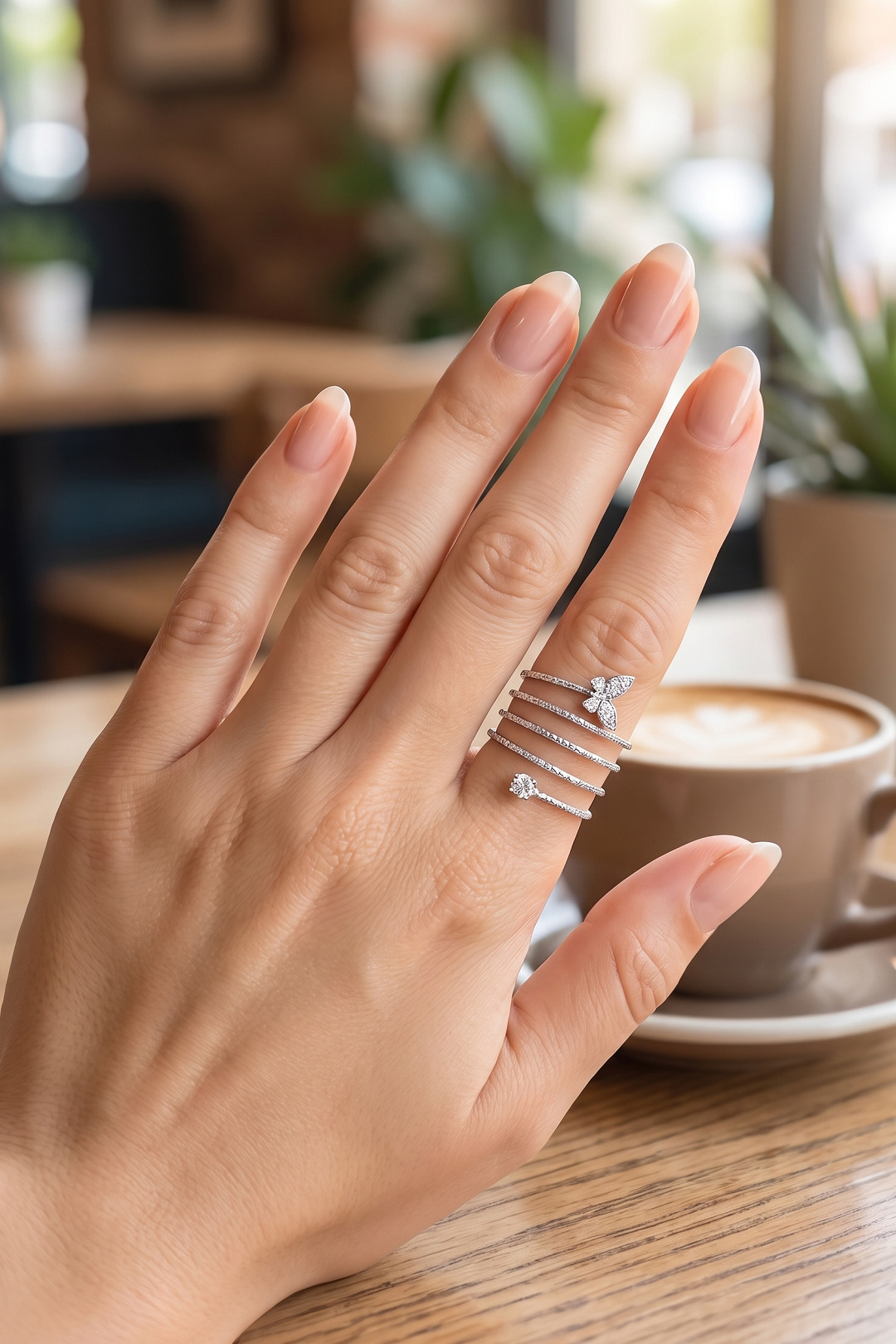 Pirinç Gümüş Renk Spiral Kelebek Model Kadın Yüzük - Lisinya Pirinç Gümüş Renk Spiral Kelebek Model Kadın Yüzük - Lisinya