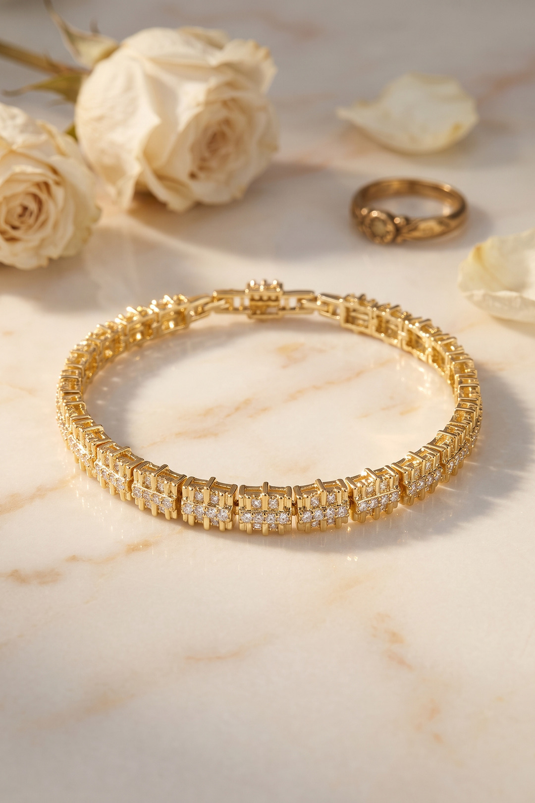 Gold Renk Pirinç Elegance Zirkon Taşlı Kadın Bileklik - Lisinya Gold Renk Pirinç Elegance Zirkon Taşlı Kadın Bileklik - Lisinya