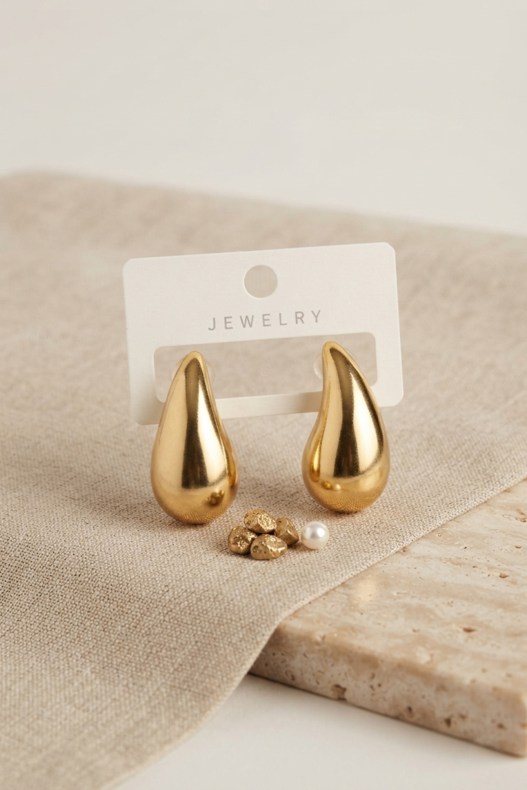 Gold Renk Damla Küpe 30 mm - Lisinya