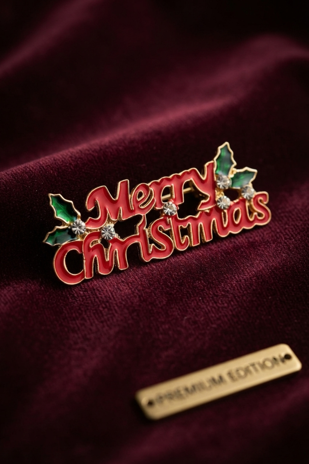 Yılbaşı Temalı Merry Chirstmas Yazılı Broş - Lisinya