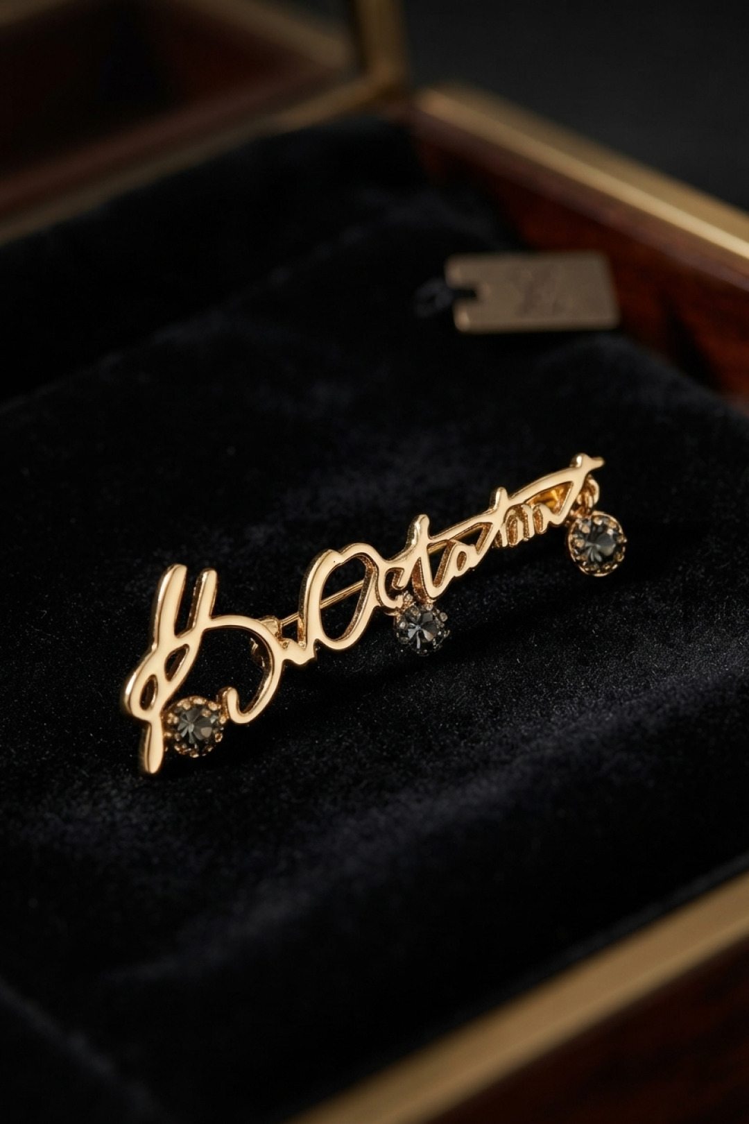 Atatürk İmza Model Gold Renk Pirinç Broş - Lisinya