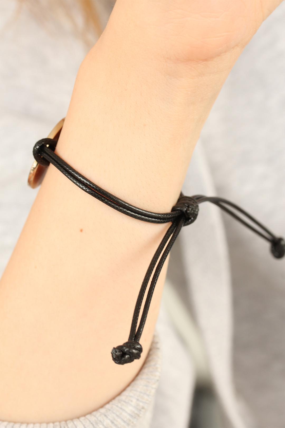 OKAY (İyi) Siyah Deri İpli Unisex Mood Bileklik - Lisinya