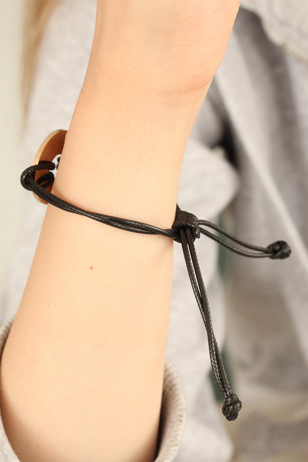 HOPE (Umutlu) Siyah Deri İpli Unisex Mood Bileklik - Lisinya