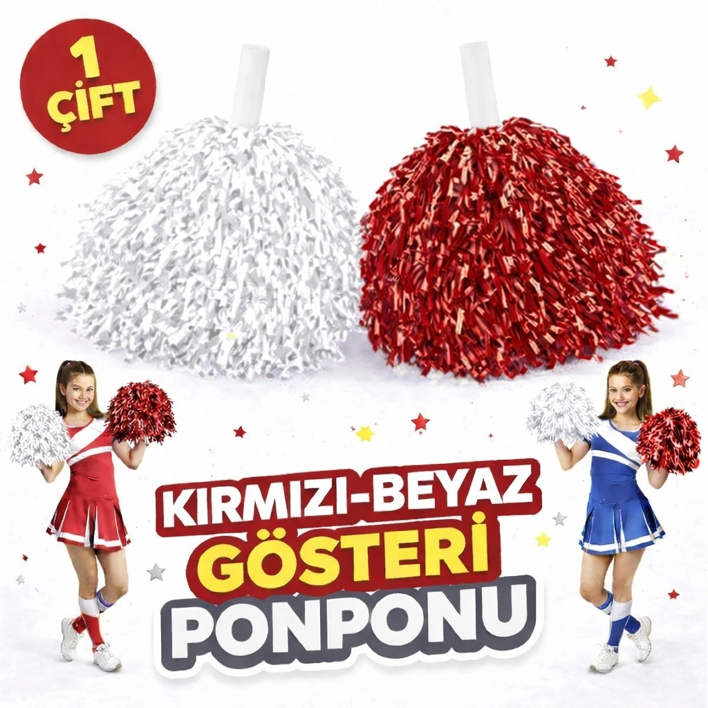 1 Çift ( 2 Adet ) Kırmızı-beyaz Renk 23 Nisan 19 Mayıs 29 Ekim Okul Gösteri Ponponları Ekstra Dolgun - Lisinya 1 Çift ( 2 Adet ) Kırmızı-beyaz Renk 23 Nisan 19 Mayıs 29 Ekim Okul Gösteri Ponponları Ekstra Dolgun - Lisinya