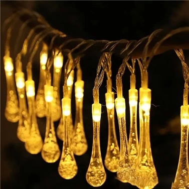 10 Led 2 Metre Sarı Kristal Su Damlası Güneş Enerjili Led Işık Solar Bahçe Ağaç Lamba Aydınlatması - Lisinya