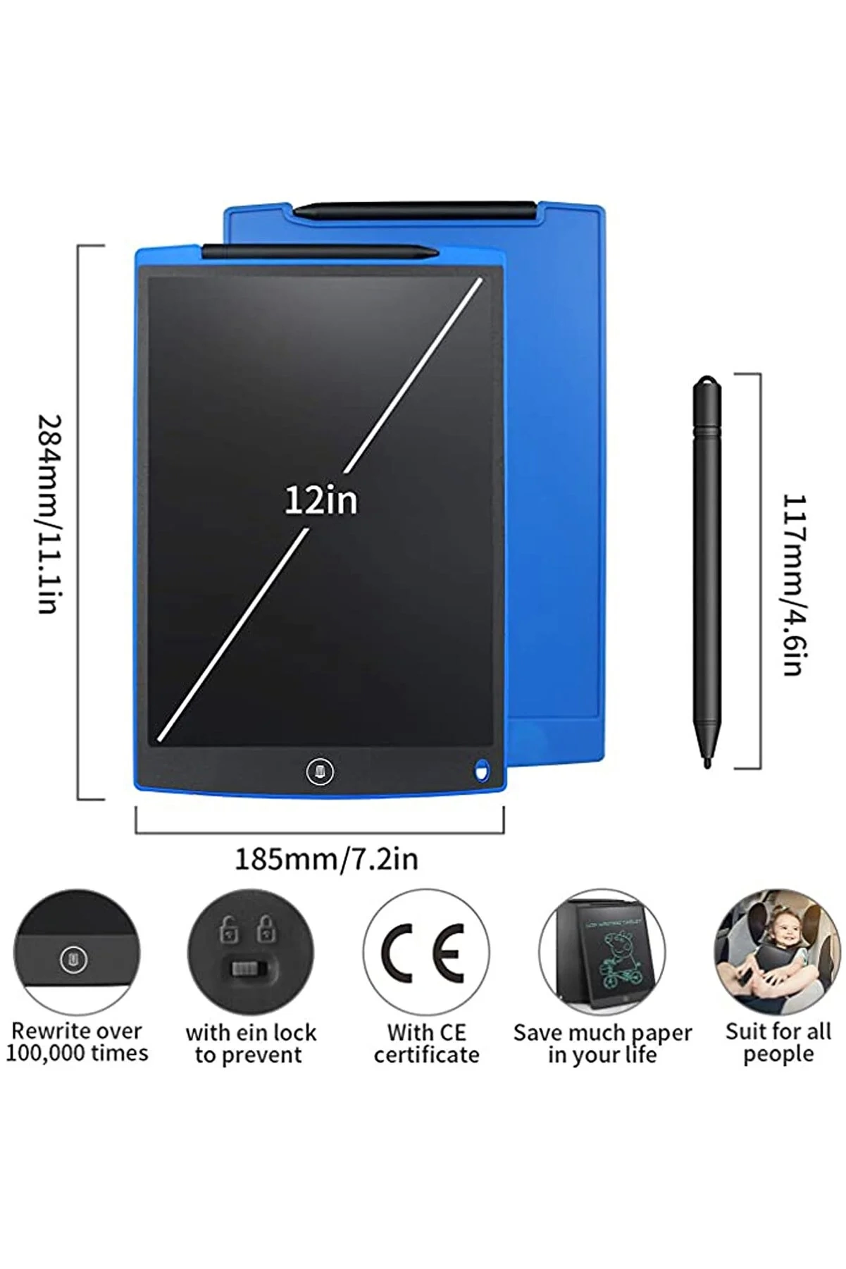 12 Inc Writing Lcd Grafik Dijital Kalemli Çizim Tableti Yazı Tahta Not Yazma Eğitim Tableti - Lisinya 12 Inc Writing Lcd Grafik Dijital Kalemli Çizim Tableti Yazı Tahta Not Yazma Eğitim Tableti - Lisinya