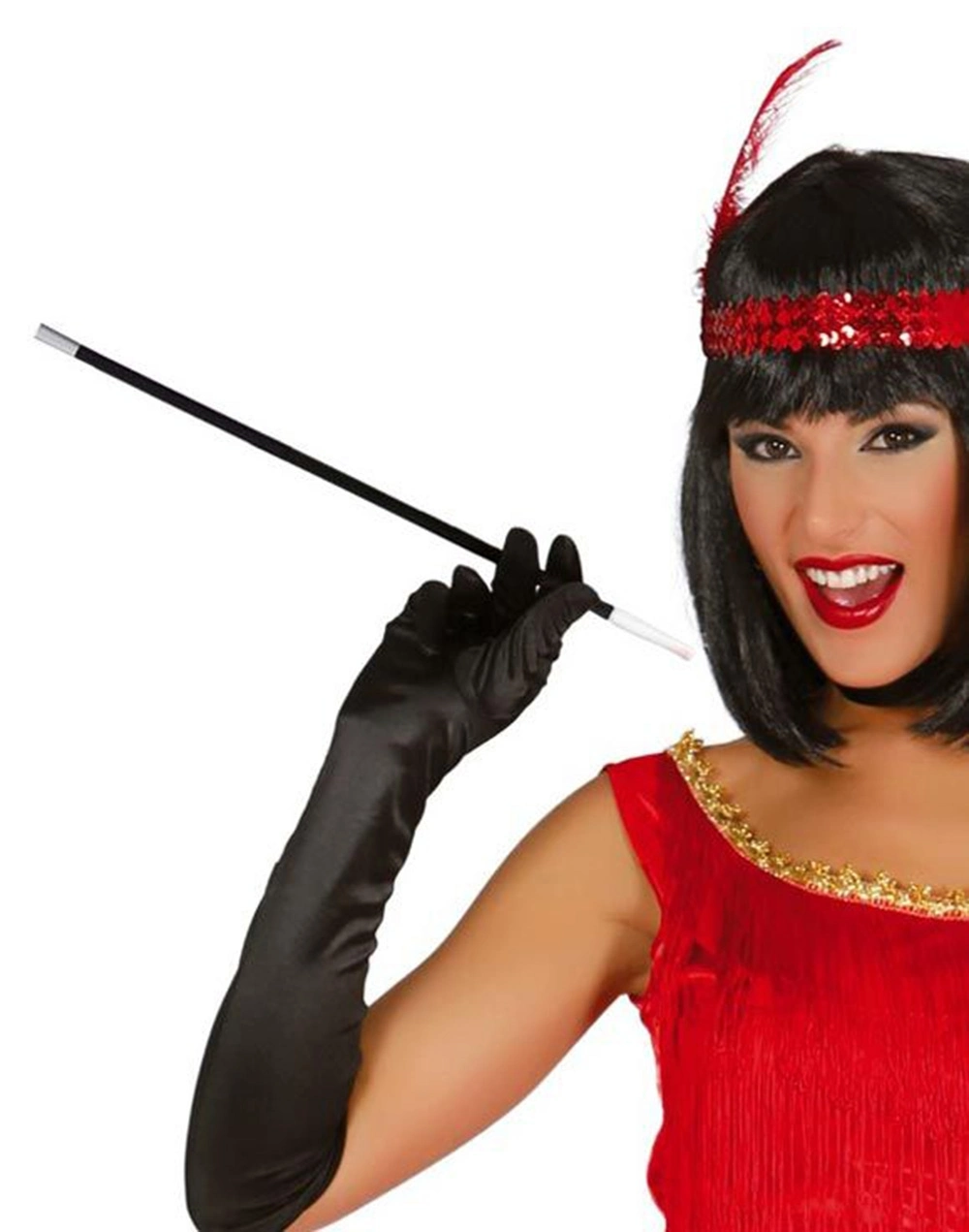 192039ler 199039lar Gatsby Kadın Aksesuar Seti – Kırmızı Charleston Saç Bandı Ve Lık - Lisinya