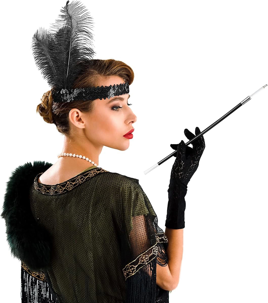 192039ler Gatsby Aksesuar Seti – Siyah Charleston Saç Bandı Lık - Lisinya 192039ler Gatsby Aksesuar Seti – Siyah Charleston Saç Bandı Lık - Lisinya